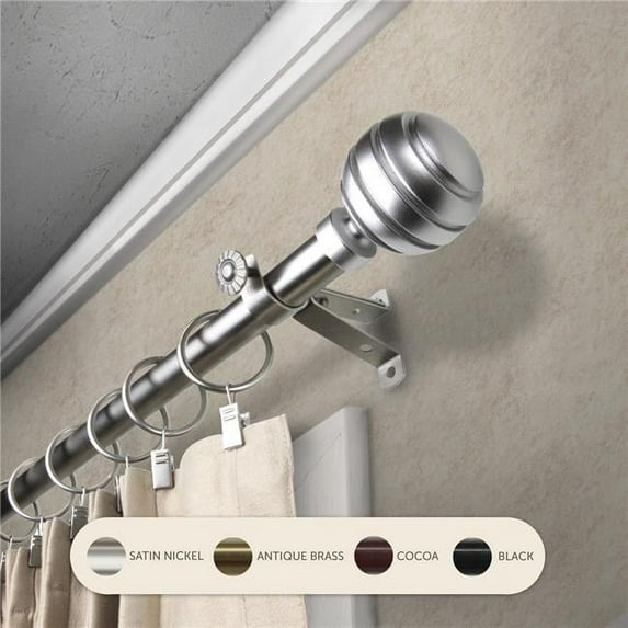 0.8125 in. Louise Curtain Rod with 28 to 48 in. Extension, Satin Nickel