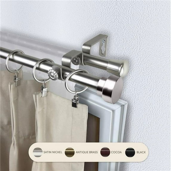 0.8125 in. Lucid Double Curtain Rod with 66 to 120 in. Extension, Satin Nickel