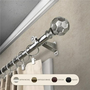 0.8125 in. Remi Curtain Rod with 48 to 84 in. Extension, Satin Nickel