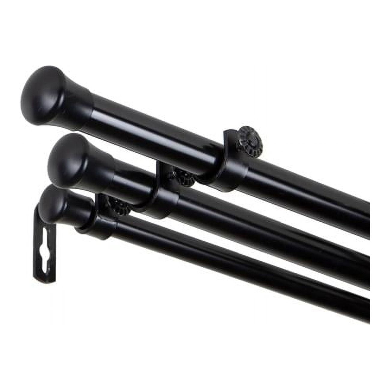 0.8125 in. Triple Curtain Rod with 120 to 170 in. Extension, Black