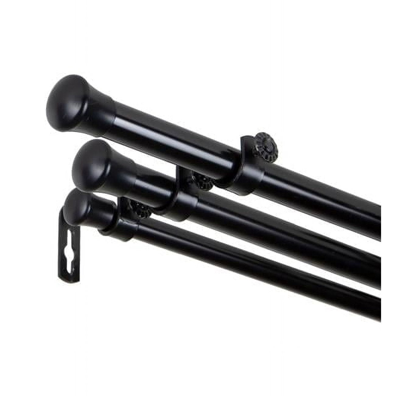 0.8125 in. Triple Curtain Rod with 28 to 48 in. Extension, Black