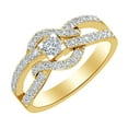 thumbnail image 1 of AFFY 0.82 Ct White Natural Diamond Spilt Shank Cross Over Engagement Ring in 14k Yellow Gold Ring Size - 11, 1 of 1