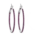 thumbnail image 1 of 0.82ct Natural Ruby 18kt Solid White Gold Hoop Earrings Jewelry Gift For Women, 1 of 3
