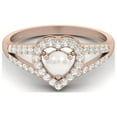 thumbnail image 1 of 0.83 Cts Round Pearl Heart Shape 925 Sterling Silver Rose Vermeil Solitaire With Accent Split Shank Valentines Day Gifts Rings, 1 of 3