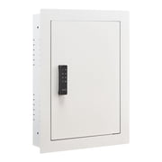 0.83 sq ft Wall Safe 3 Tier Hidden Safe with Password Key Turning Knob Q235 Cold Rolled Steel In Wall Box Adjustable Shelves Mounting Holes for Money Jewelry Passport White
