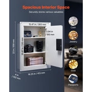 0.83 sq.ft Wall Safe, 3-Tier Hidden Wall Safe with Password, Key & Turning Knob, Q235 Cold-Rolled Steel In-Wall Box with Adjustable Shelves & Mounting Holes for Money, Jewelry, Passport, White