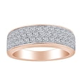 thumbnail image 1 of AFFY 0.84 Carat(Ctw) Round Cut White Natural Diamond Three Row Anniversary Wedding Band Ring In 14k Solid Rose Gold Ring Size-7.5, 1 of 1