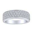 thumbnail image 1 of AFFY 0.84 Carat(Ctw) Round Cut White Natural Diamond Three Row Anniversary Wedding Band Ring In 14k Solid White Gold Ring Size-6, 1 of 1