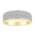 thumbnail image 1 of AFFY 0.84 Carat(Ctw) Round Cut White Natural Diamond Three Row Anniversary Wedding Band Ring In 14k Solid Yellow Gold Ring Size-6.5, 1 of 1