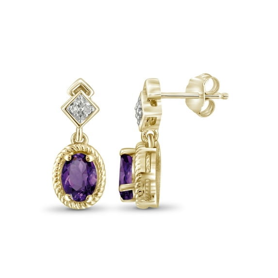 0.84 Carat T.G.W. Amethyst Gemstone and White Diamond Accent Earrings