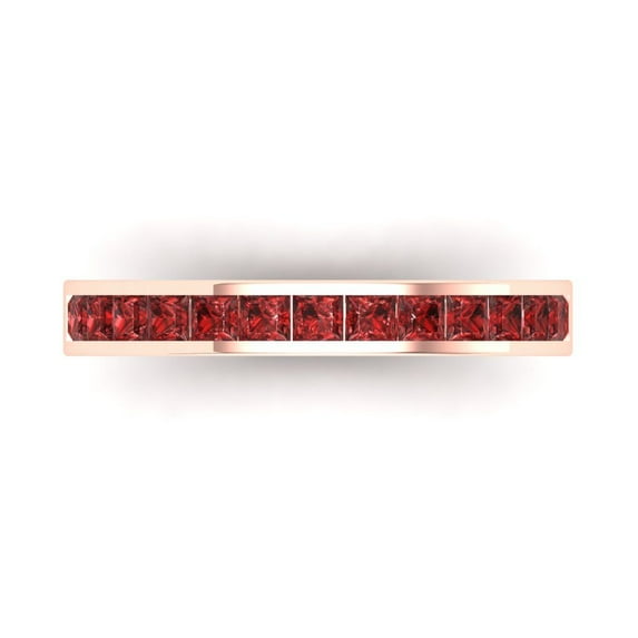 0.84 ct Brilliant Princess Cut Natural Garnet 14k Rose Gold Stackable Band SZ 4.5