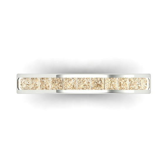 0.84 ct Brilliant Princess Cut Natural Morganite 14k White Gold Band SZ 10.75