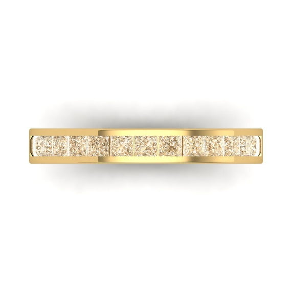 0.84 ct Brilliant Princess Cut Natural Morganite 14k Yellow Gold Stackable Band SZ 3.75