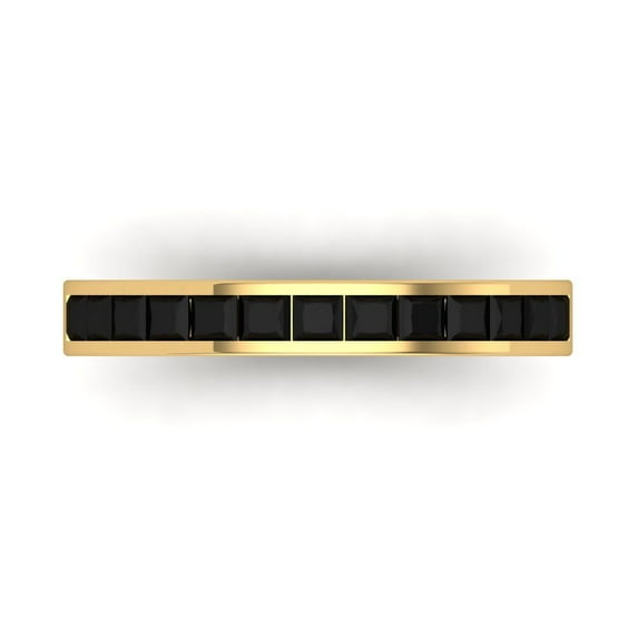 0.84 ct Brilliant Princess Cut Natural Onyx 14k Yellow Gold Stackable Band SZ 10.25