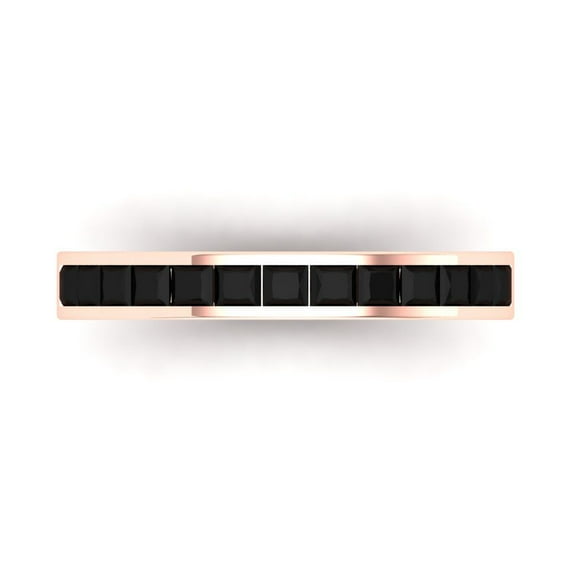 0.84 ct Brilliant Princess Cut Natural Onyx 18K Rose Gold Stackable Band SZ 8.75