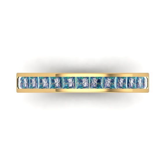 0.84 ct Brilliant Princess Cut Synthetic Moissanite 14k Yellow Gold Stackable Band SZ 4.25