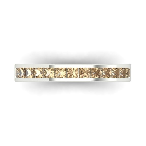 0.84 ct Brilliant Princess Cut Synthetic Yellow Moissanite 14k White Gold Band SZ 9.75