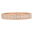 thumbnail image 1 of 0.84 ct Princess Cut Genuine Cultured Diamond SI1-SI2 I-J Solid Real 14K Rose Gold Stackable Engagement Designer Art Deco Dainty Promise Wedding BW/ size 11, 1 of 4