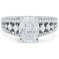 thumbnail image 1 of 0.85 Carat Brilliant Oval Cut Natural Diamond Elegant Solitaire with Accents Ring for her Solid 18K White Gold Size 9.5, 1 of 7