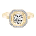 thumbnail image 1 of AFFY 0.85 Carat (Ctw) Asscher & Round Cut White Natural Diamond Halo Engagement Ring 14K Yellow Gold-14, 1 of 1