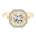 thumbnail image 1 of AFFY 0.85 Carat (Ctw) Asscher & Round Cut White Natural Diamond Halo Engagement Ring 14K Yellow Gold-9, 1 of 1