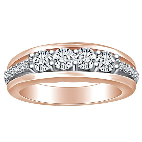 AFFY 0.85 Carat (Ctw) Round Shape White Natural Diamond Engagement Wedding Band Ring In 14k Solid Rose Gold Ring Size-9