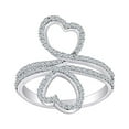 thumbnail image 1 of AFFY 0.85 Carat (Ctw) Round White Natural Diamond Double Heart Anniversary Engagement Ring In 14k Solid White Gold Ring Size-9, 1 of 1