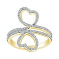 thumbnail image 1 of AFFY 0.85 Carat (Ctw) Round White Natural Diamond Double Heart Anniversary Engagement Ring In 14k Solid Yellow Gold Ring Size-8.5, 1 of 1