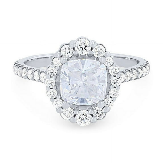 0.85 Carat Excellent Cushion Cut Real Diamond New Design Solitaire with Accents Ring for Wedding Solid 18K White Gold Size 11