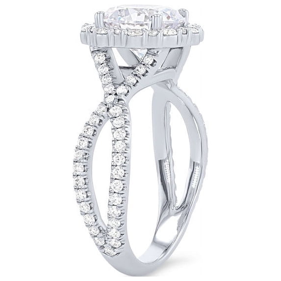 0.85 Carat Excellent Round Cut Natural Diamond Beautiful Solitaire with Accents Bridal Ring for Bride Solid 14K White Gold Size 5