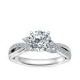 thumbnail image 1 of 0.85 Carat Excellent Round Cut Natural Diamond Unique Solitaire with Accents Ring for Engagement Solid 14K White Gold Size 8.5, 1 of 8