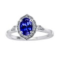 thumbnail image 1 of 0.85 Carat Oval Shape Created Tanzanite And Diamond Ring In 10K Solid Rose, White & Yellow Gold, 1 of 1