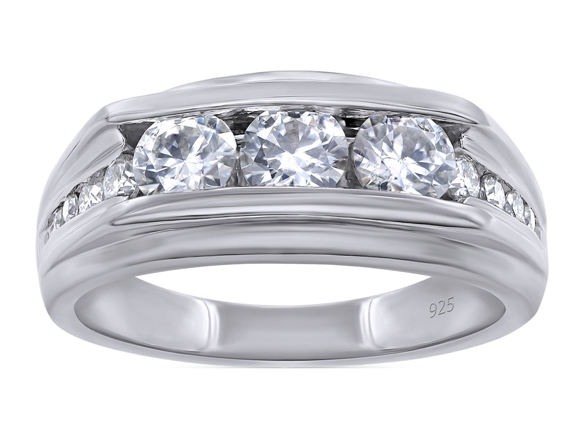AFFY 0.85CT Moissanite Diamond Channel Set Men's Wedding Band Ring in ...