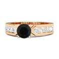 thumbnail image 1 of 0.85 Ct Black Spinel 925 Sterling Silver Rose Vermeil Marguerite Tale Of Beauty Women Valentines Day Gifts Ring, 1 of 3