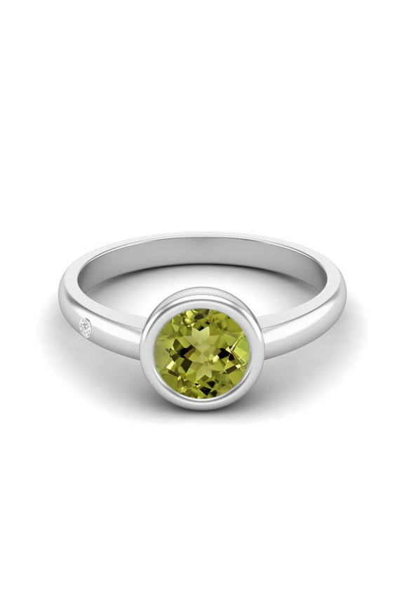 0.85 Ctw Round 925 Sterling Silver Peridot Solitaire Women Valentines Day Gift Promise Ring