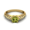 thumbnail image 1 of 0.85 Ctw Round Peridot 925 Sterling Silver Gold Vermeil Solitaire Filigree Women Valentines Day Gifts Ring, 1 of 3