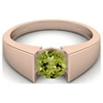thumbnail image 1 of 0.85 Ctw Round Peridot 925 Sterling Silver Rose Vermeil Solitaire Tension Set Valentines Day Gifts Ring, 1 of 3