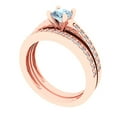 thumbnail image 1 of 0.85 ct Brilliant Round Cut Blue Zircon 18k Rose Gold Solitaire with Accents Engagement Bridal Wedding Ring Band Set, 1 of 7