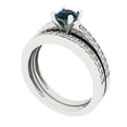 thumbnail image 1 of 0.85 ct Brilliant Round Cut Natural London Blue Topaz 14k White Gold Solitaire with Accents Engagement Bridal Wedding Ring Band Set size 5.75, 1 of 7