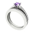 thumbnail image 1 of 0.85 ct Brilliant Round Cut Alexandrite 18K White Gold Solitaire with Accents Engagement Bridal Wedding Ring Band Set size 6.75, 1 of 7
