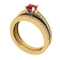 thumbnail image 1 of 0.85 ct Brilliant Round Cut Ruby 14k Yellow/White Gold Solitaire with Accents Engagement Bridal Wedding Ring Band Set size 6.75, 1 of 7