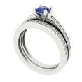 thumbnail image 1 of 0.85 ct Brilliant Round Cut Tanzanite 14k White Gold Solitaire with Accents Engagement Bridal Wedding Ring Band Set size 5, 1 of 7