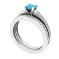 thumbnail image 1 of 0.85 ct Brilliant Round Cut Turquoise 14k White Gold Solitaire with Accents Engagement Bridal Wedding Ring Band Set size 9.75, 1 of 7