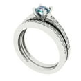 thumbnail image 1 of 0.85 ct Brilliant Round Cut Blue Moissanite 18K White Gold Solitaire with Accents Engagement Bridal Wedding Ring Band Set size 7.25, 1 of 7