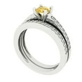thumbnail image 1 of 0.85 ct Brilliant Round Cut Yellow Moissanite 18K White Gold Solitaire with Accents Engagement Bridal Wedding Ring Band Set size 4.75, 1 of 7