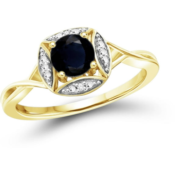 0.86 Carat T.G.W. Sapphire Gemstone and White Diamond Accent Gold over Sterling Silver Ring