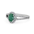 thumbnail image 1 of 0.86 Ct Oval Cut Emerald Gemstone Real Diamond Sparkle Halo Engagement Ring for Women 14K White Gold Size 8, 1 of 7