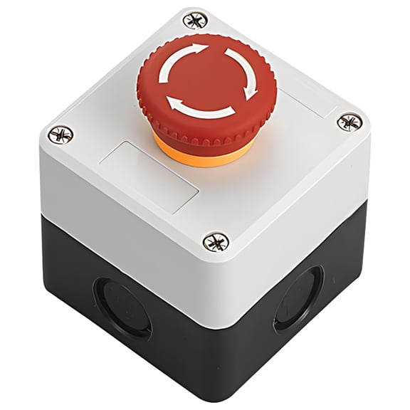 0.87 In / 22 mm Emergency Stop Push Button Switch, IP65 Waterproof Switch, Rubber Sealing Loop, Latching Switch with Silver Contacts, One-Button Stop Wiring Box for Industrial Equipment