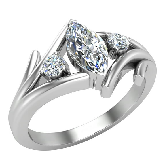 0.87 CT TW Marquise Cut Bypass Engagement Ring 14K White Gold