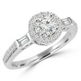 thumbnail image 1 of 0.87 CTW Round Diamond Vintage Halo Engagement Ring in 14K White Gold with Baguette Sides - Size 5.5, 1 of 1